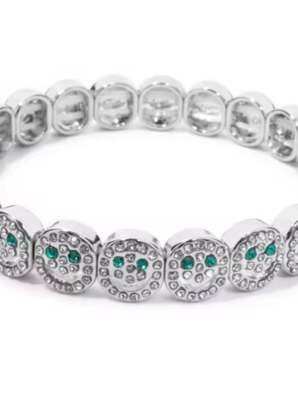 Silver Crystal & Emerald Accent Stretch Bracelet - Women Jewelry